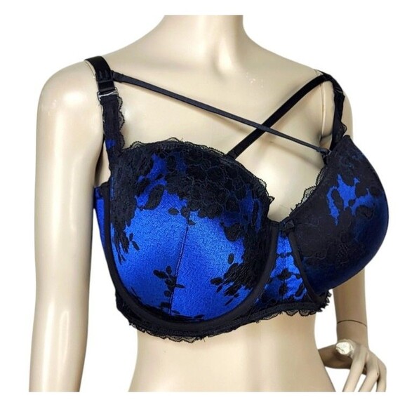 Torrid Lace Blue Strappy Convertible 6 Ways to Wear Strapless Push-Up Bra 42DDD - Picture 4 of 15